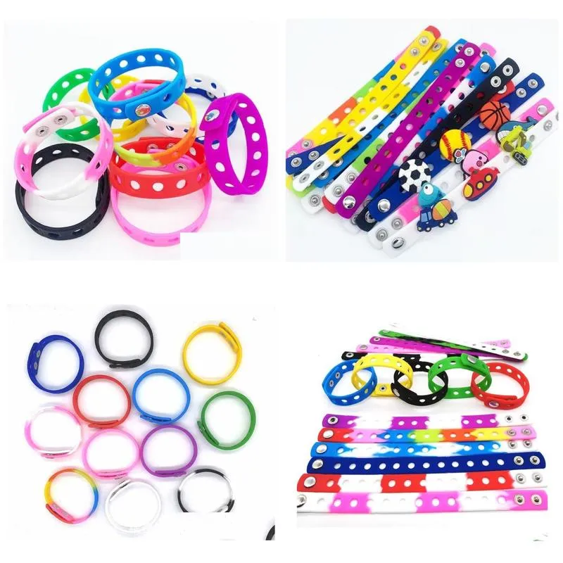 silicone bracelet wristband 21cm fit shoe clog buckle charm accessory party favor gift fashion jewelry 15 colors wholesale