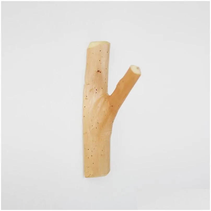 hooks rails 1pc handcraft natural wood tree branch wall hook decorative wooden coat mounted self-adhesive sticker hooks1