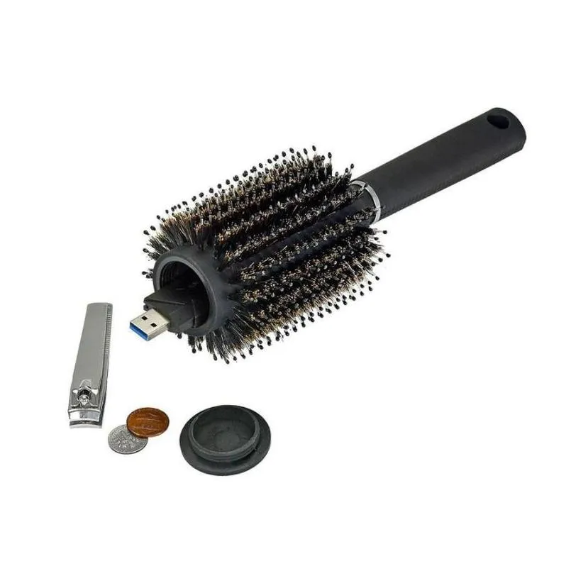 Storage Boxes Bins Hair Brush Comb Hollow Container Black Stash Safe Diversion Secret Security Hairbrush Den Valuables Home Box Dro Dhijz