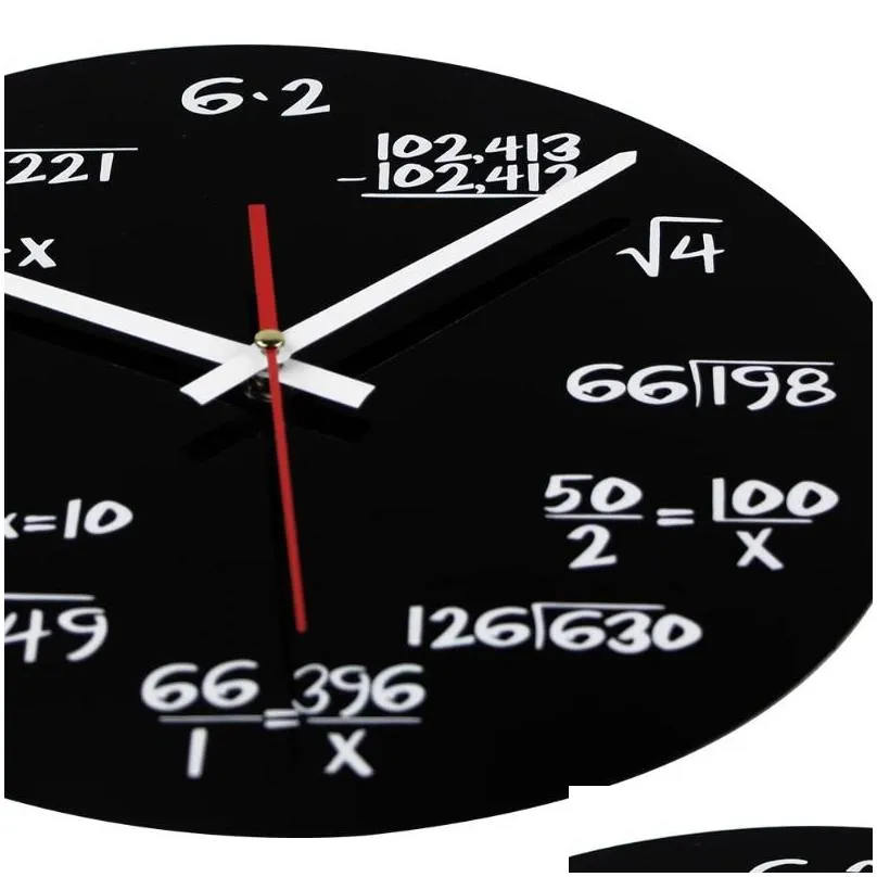 acrylic math wall clock fashion not-ticking mute wall clock modern design equation for home office school watch1
