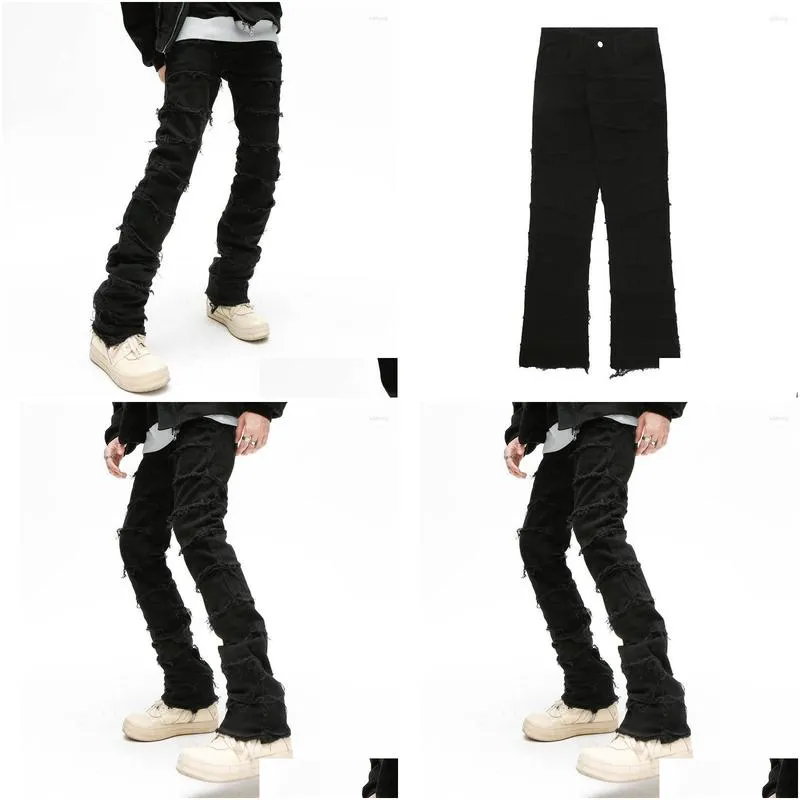 mens jeans mens retrowork flared pants grunge wild stacked ripped long trousers straight y2k baggy washed faded for men