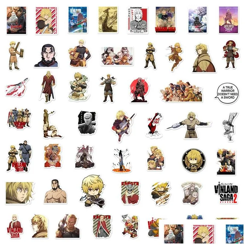 50Pcs Vinland saga Sticker Thorfinn Karlsefni Graffiti Kids Toy Skateboard car Motorcycle Bicycle Sticker Decals Wholesale