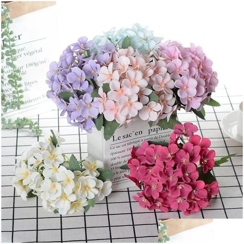 Decorative Flowers Wreaths 1Pcs 5 Forks Pink Silk Begonia Artificial Home Decoration Wedding Fake Flower Long 25Cm1 Drop Delivery G Ot5Q7