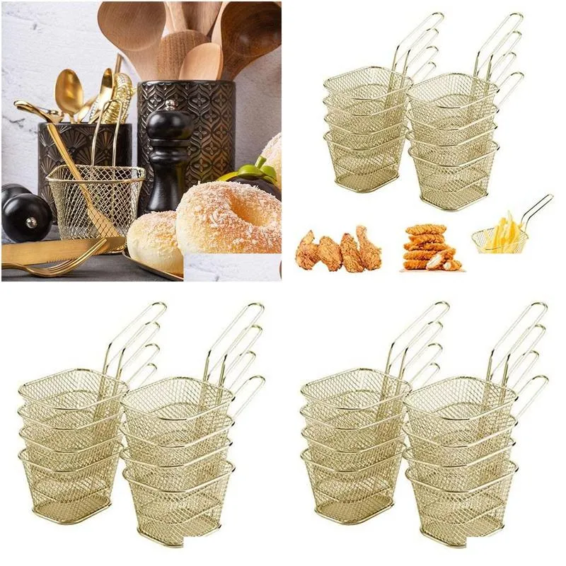 mini strainer basket for chips/onion rings square stainless steel chip fryer basket frying accessories storage baskets