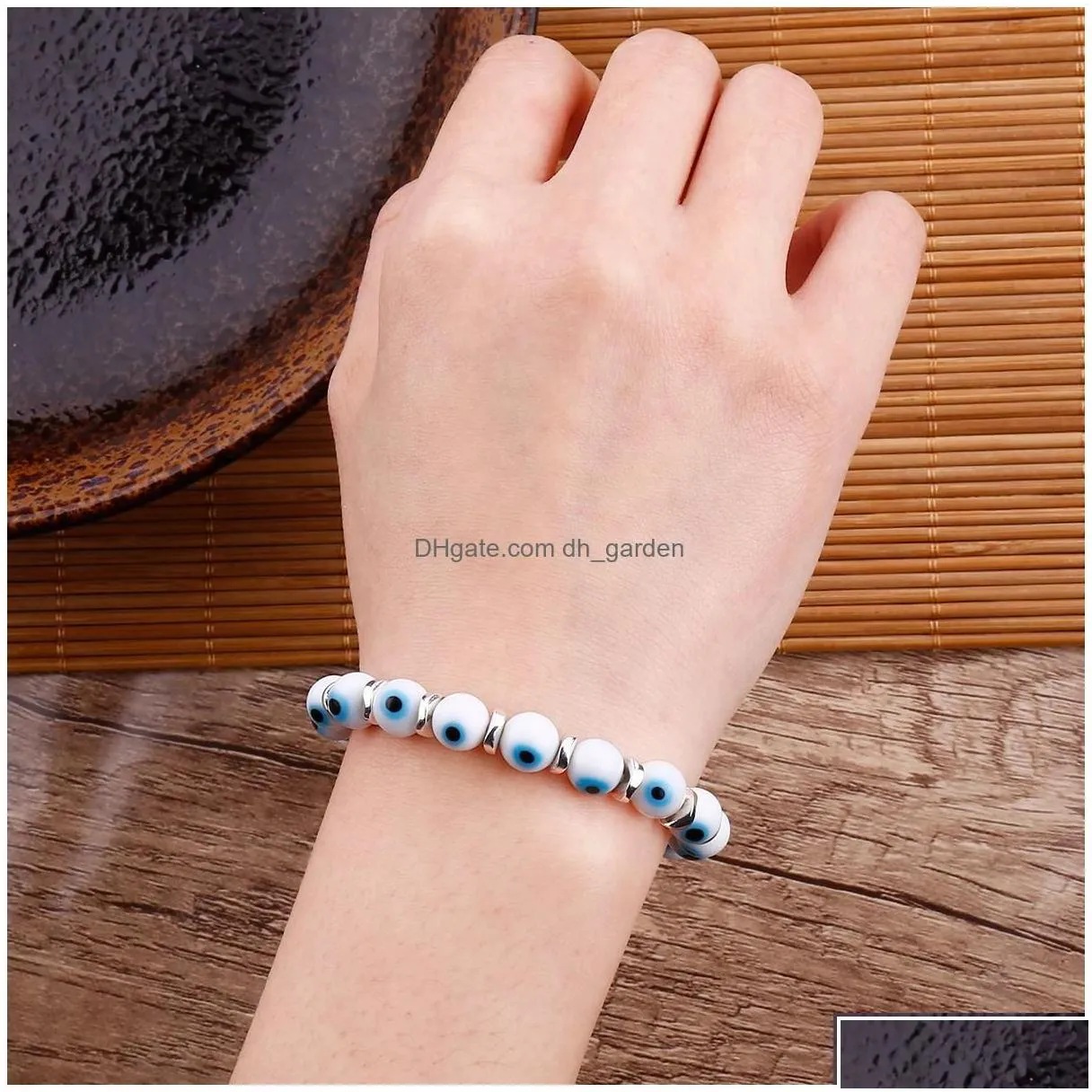 charm bracelets 1pc fashion blue turkish evil eye glass crystal beads bracelet for women girls elastic handmade jewelry drop dhgarden