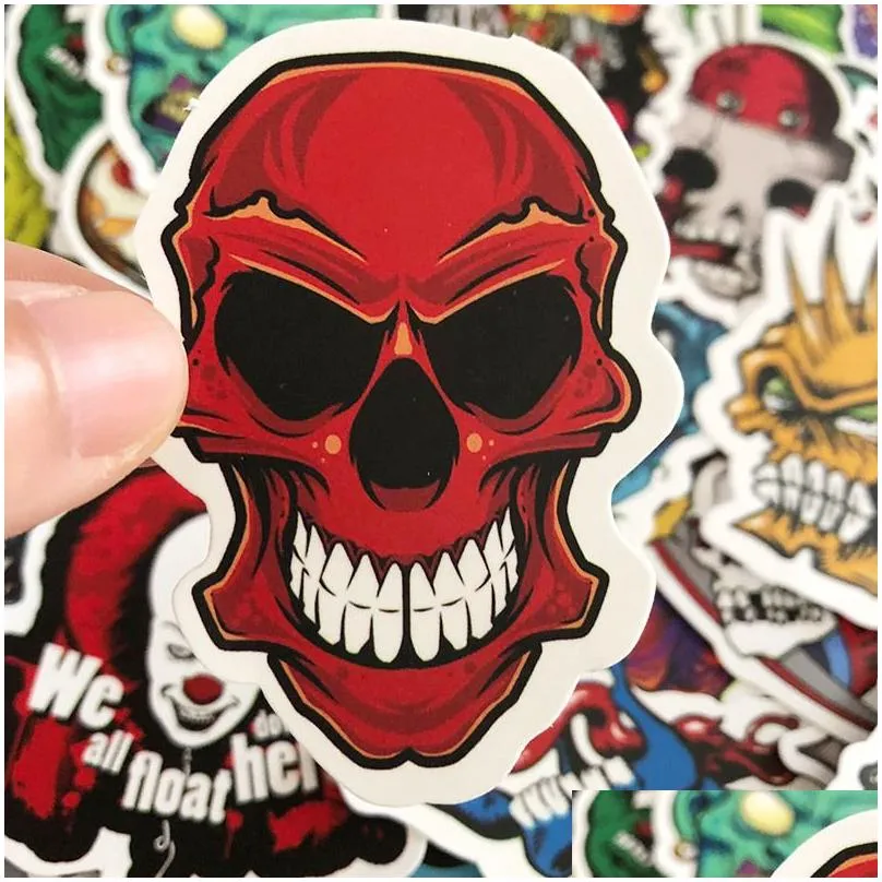 50pcs Waterproof Laptop Skull Horrible Stickers Graffiti Patches Decals for Car Motorcycle Bicycle Luggage Skateboard and Home