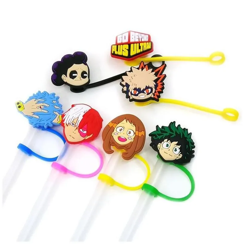 drinking straws custom my hero academia soft sile st toppers accessories er charms reusable splash proof dust plug decorative 8mm pa