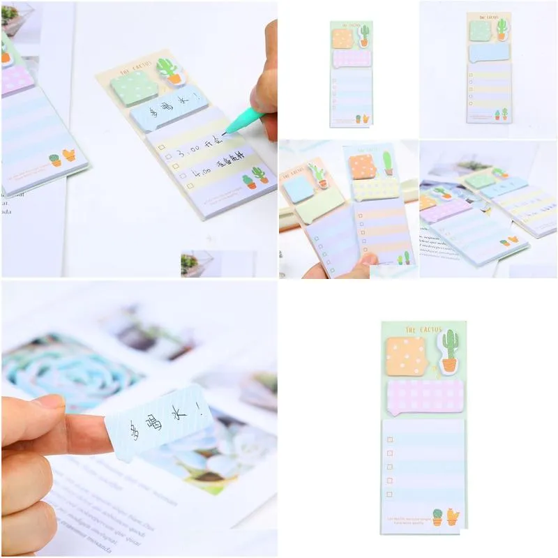 wholesale noverty cactus cute stickers planner kawaii sticky notes stationery planner stickers memo pad cute papeleria notepad stick1