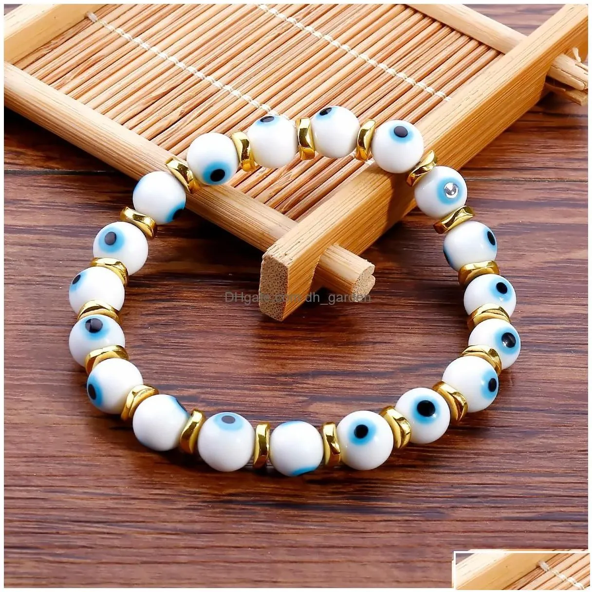 charm bracelets 1pc fashion blue turkish evil eye glass crystal beads bracelet for women girls elastic handmade jewelry drop dhgarden