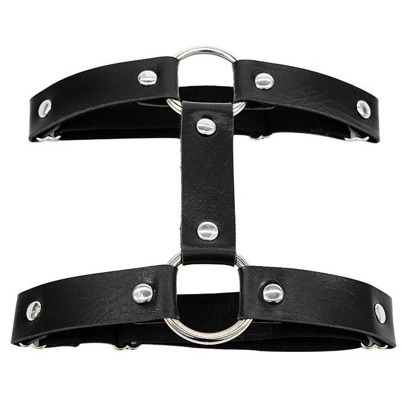 Bras Sets Fetish Sexy Lingere PU Leather Harness Lingerie Men Gay Bdsm Body Garter Belt Erotic Rave Sword Belts Porn Gothic TopsBras