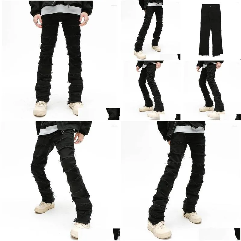 mens jeans mens retrowork flared pants grunge wild stacked ripped long trousers straight y2k baggy washed faded for men