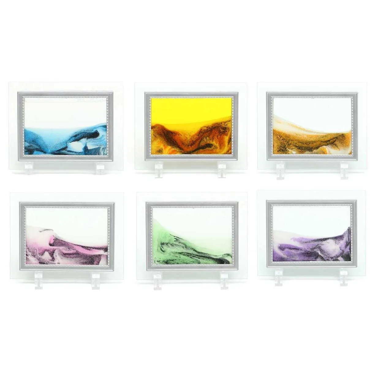 13x17cm framed moving sand time liquid landscape glass picture home office ornaments decoration accessories craft art gift lj200904