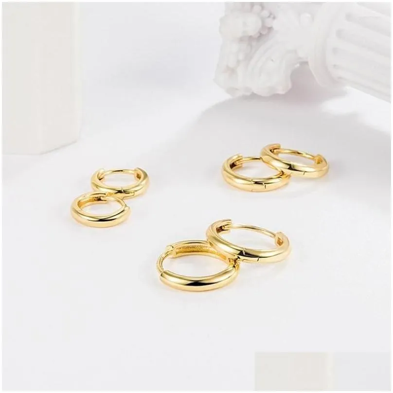 Hoop Earrings Minimal Glossy Gold Color Tiny Cartilage Piercing Accessory Trendy Small Huggie Female Hoops For Men