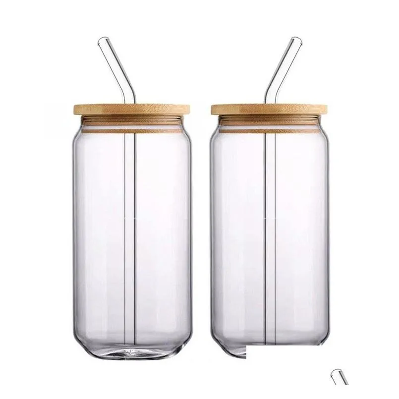 12oz 16oz glass beer mugs clear wine glass with plastic straw bamboo lid can shaped glass cup ice tea glasses ice coffee glasses cocktail