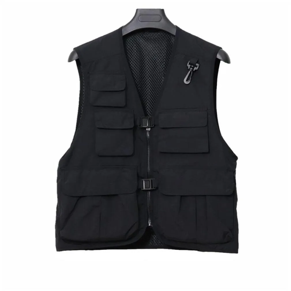 Men`s Vests Designer Waistcoat Outdoor Sportswear Multi-pockets Sleeveless Jacket Coat Casual Streetwear Tactical Thin Mesh Vest Hip Hop