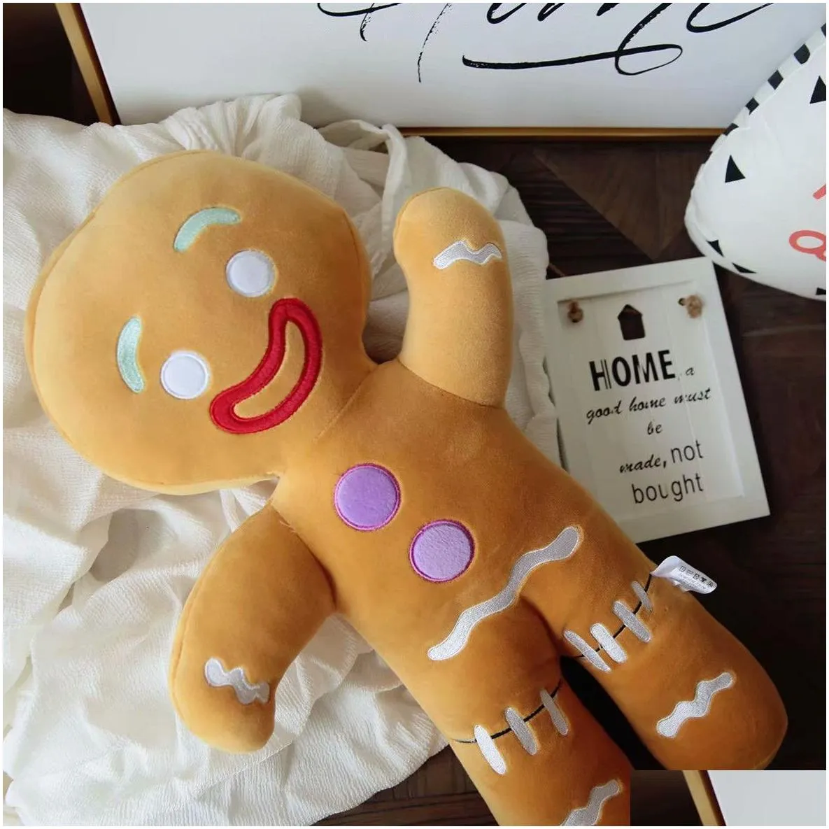 Dolls 3060cm Cartoon Cute Gingerbread Plush Toys Pendant Stuffed Baby Appease Doll Biscuits Man Pillow Reindeer for Kids Gift 221206