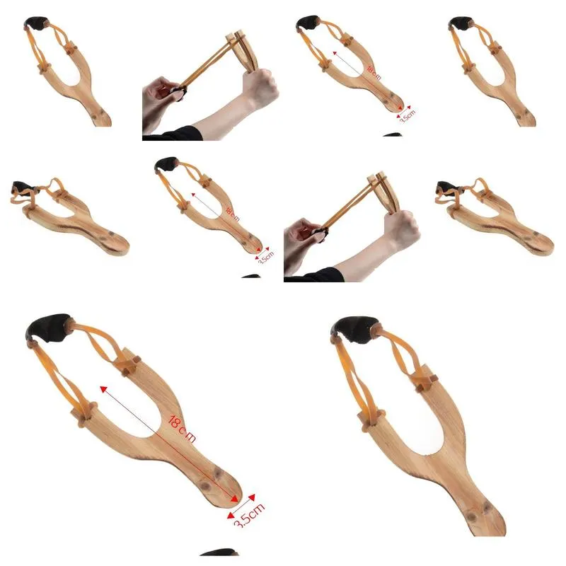 Wooden Material Slingshot Rubber String Fun Traditional Kids Outdoors catapult Interesting Hunting Props Toys Top Quality C5661