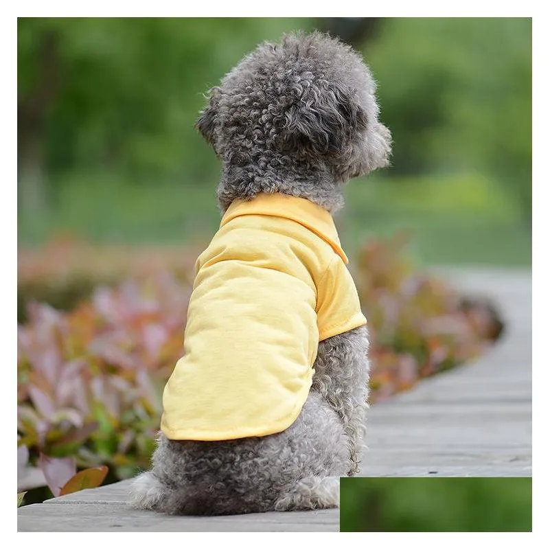 fashion solid dog apparel dogs clothe pet costume ventilation thin summer short sleeve plain t-shirt teddy bulldog 8 colors m