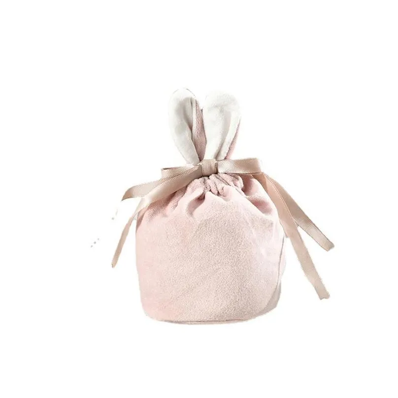 Easter Rabbit Plush Candy Bag Handbags Gift Buckets Velvet Bunny Easter Basket for Kids Party Decoration M3998