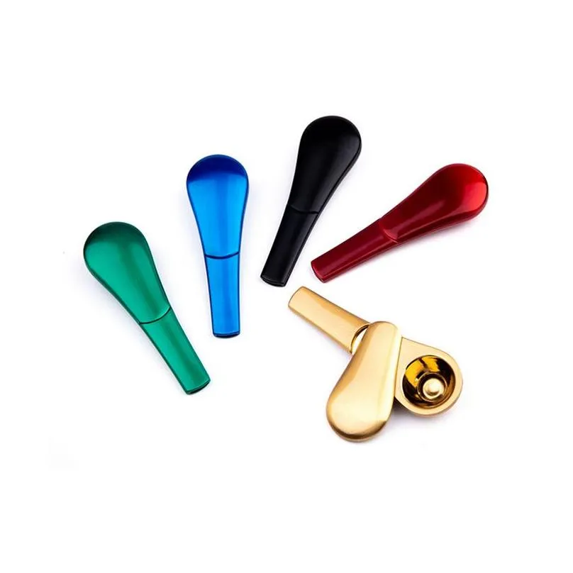 Journey Pipe Spoon 3.8inches Mini Metal Smoking Pipe Bubblers Magnet Scoop Zinc Alloy Anodized With Gift Box Dry Herb Tobacco Pipes