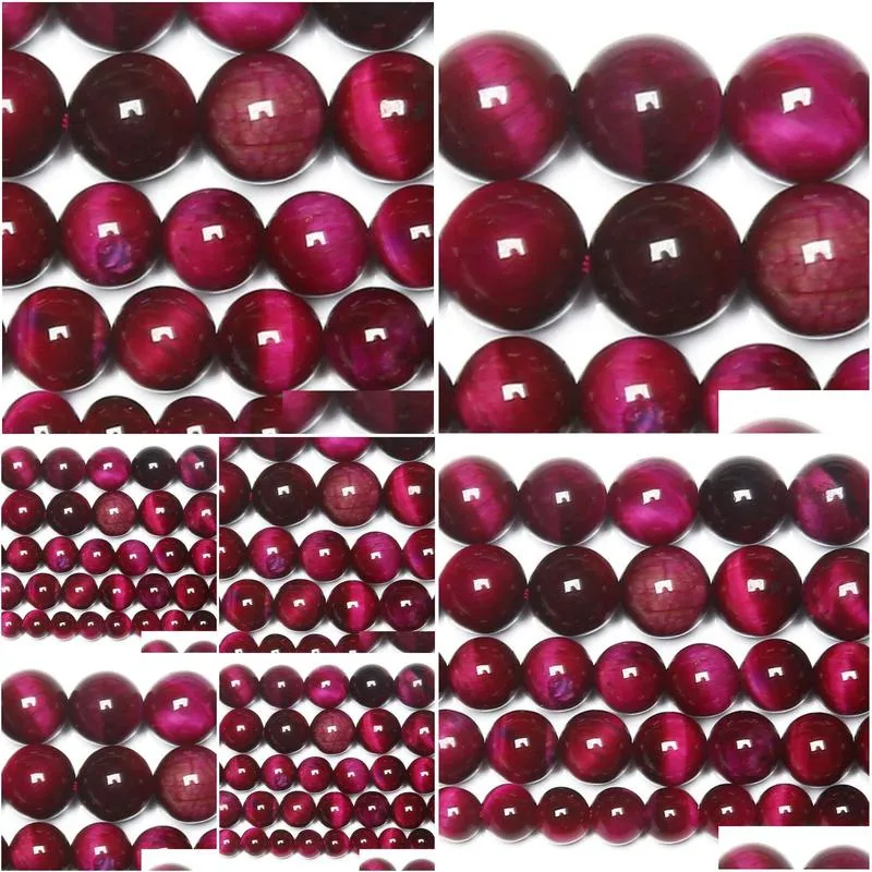 8mm natural stone magenta tiger eye agates round loose beads 15 strand 6 8 10 mm pick size