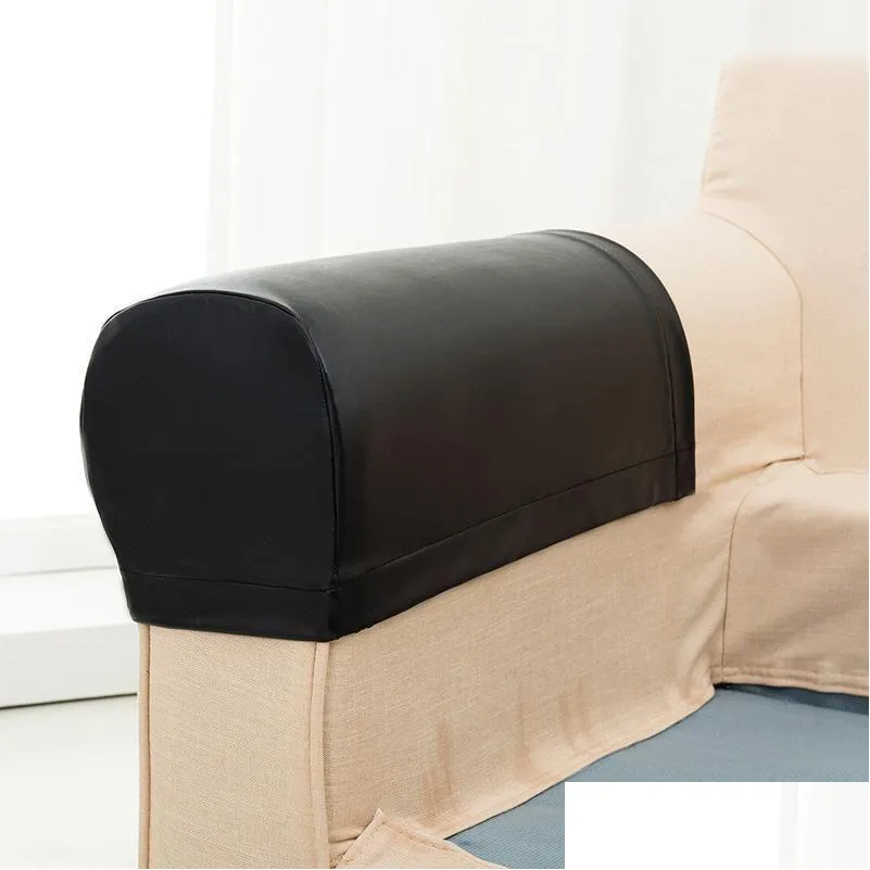 1 pair sofa armrest covers pu leather/ polyester couch chair arm rest protector stretchy covers1