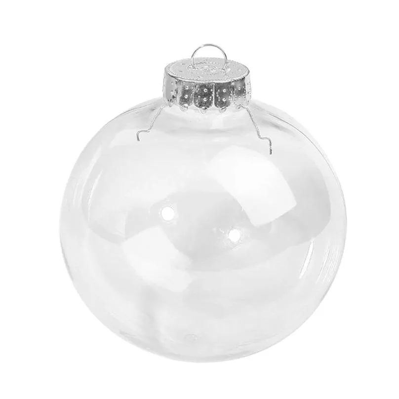 party decoration diy paintable/shatterproof clear christmas ball gold cap plastic disc ornament 100/pack1