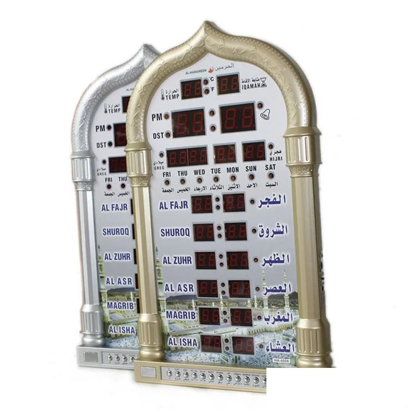 Desk Table Clocks Islamic Mosque Azan Calendar Muslim Prayer Wall Clock Alarm Ramadan Home Decor Color Random1 Drop Delivery Garden Ot5Il