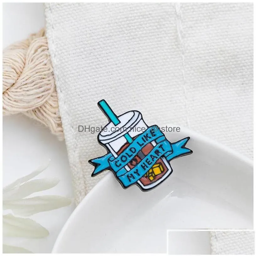 Pins Brooches Iced Coffee Pin Badge Brooch Accessory Cold Like My Heart Drop Delivery Jewelry Dhhpk