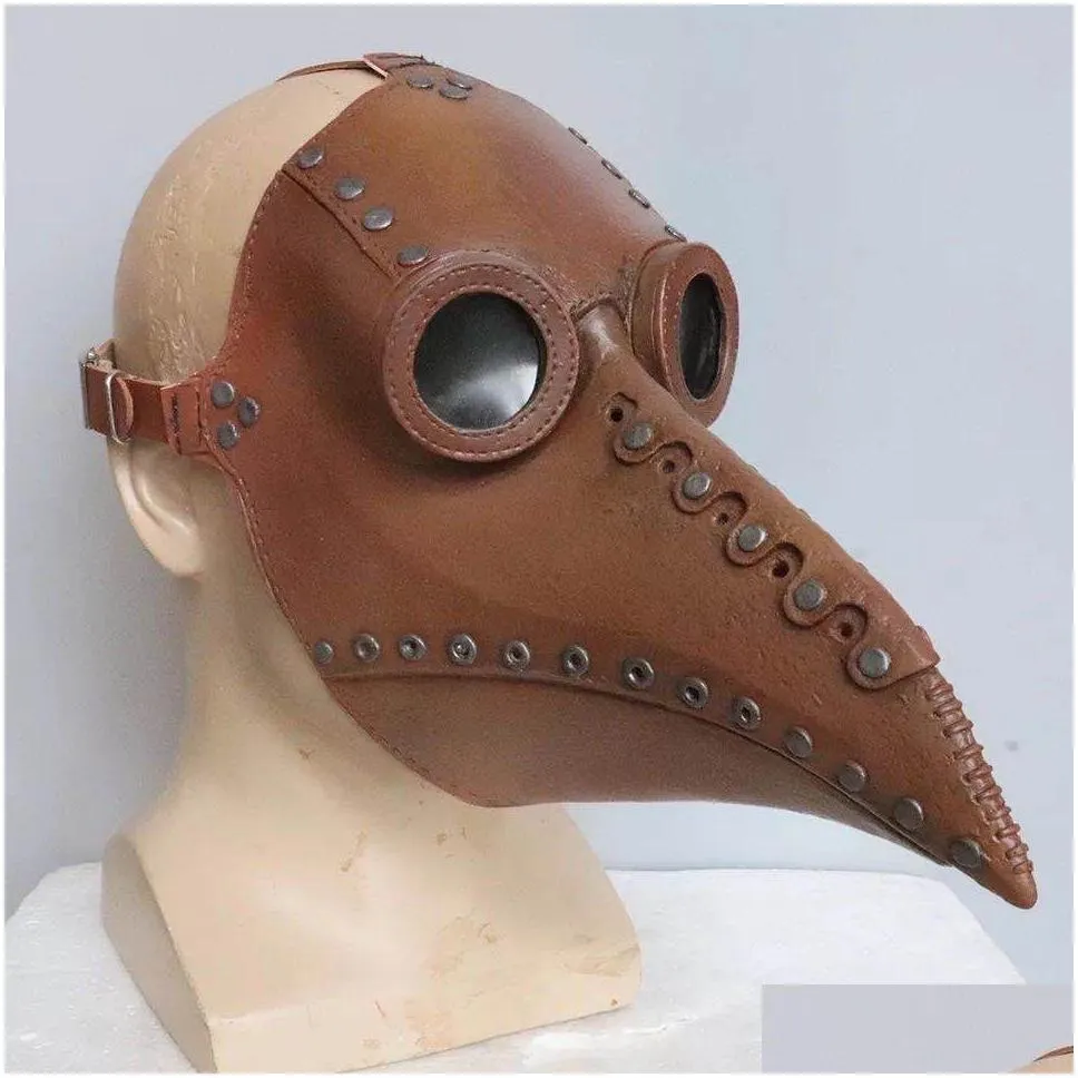 funny medieval steampunk plague doctor bird mask latex punk cosplay masks beak adult halloween event props280u