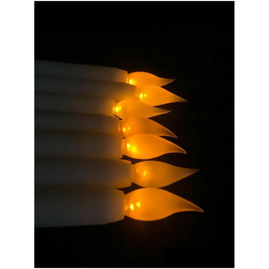 300pcs 11led battery operated flickering flameless ivory taper candle lamps stick wedding table room decor 28cmh-amber led strings