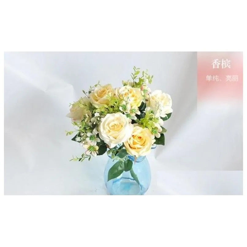 artificial flowers 12 head snow mountain roses home wedding decoration fake flowers holding flowers pure environmental simulation