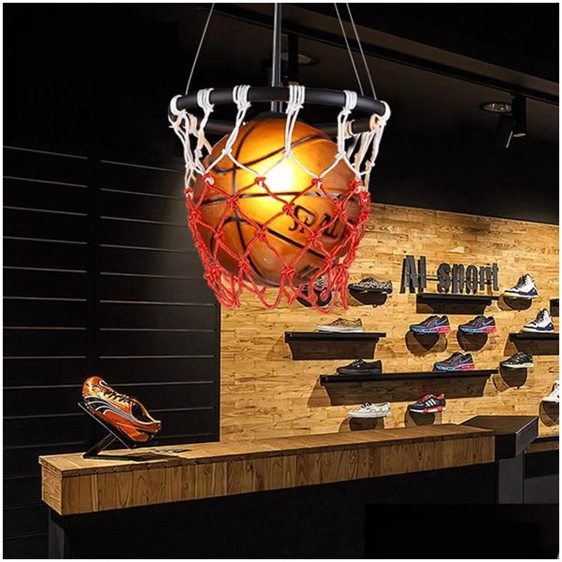Pendant Lamps American Retro Basketball Creative Personality Restaurant Gym Bar Bedroom Trend Decoration Chandeliers Drop Delivery L Dhtel