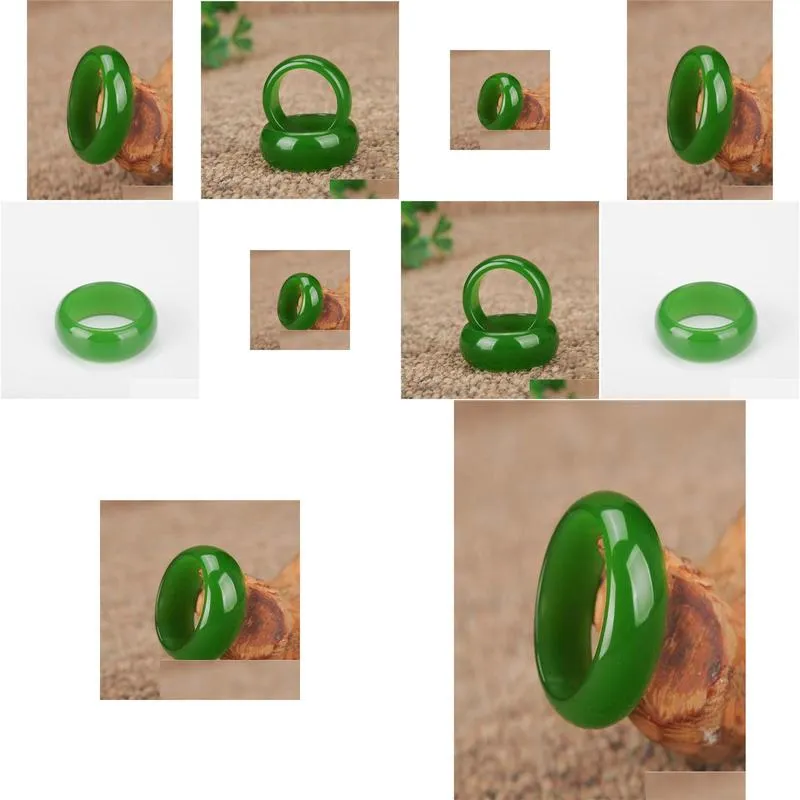 hxc woman natural green hetian jade ring chinese jadeite amulet fashion charm jewelry hand carved crafts gifts for women men7378630