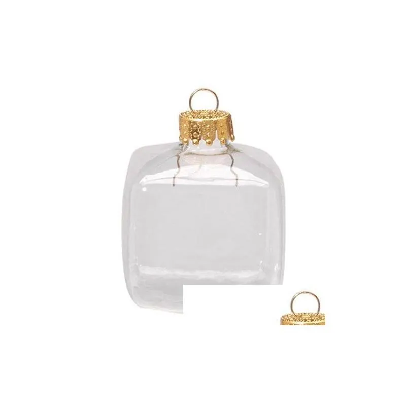 Party Decoration Promotion - Diy Paintable Clear Christmas Ornament 65Mm Square Glass Cube With Sier Cap 5/Pack1 Drop Delivery Home Otu1O