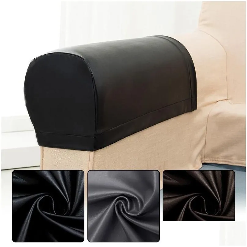 1 pair sofa armrest covers pu leather/ polyester couch chair arm rest protector stretchy covers1