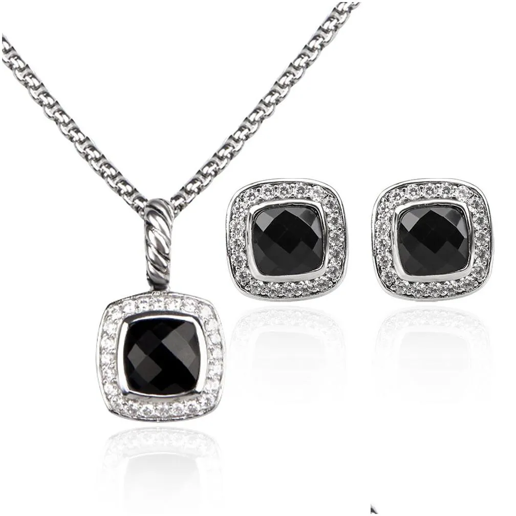 7mm Earrings Bracelet Jewelry Set Faux Sapphire Rope Ring Pendant and Earring Set Design Women Men Gifts