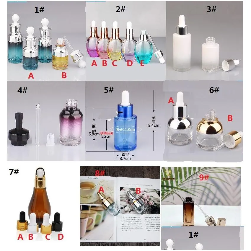 Packaging Bottles Wholesale 30Ml Gradient Color Glass Essential Oil Dropper Reagent Pipette Refillable Bottle Empty Per Sample Tubes Dhl7Y