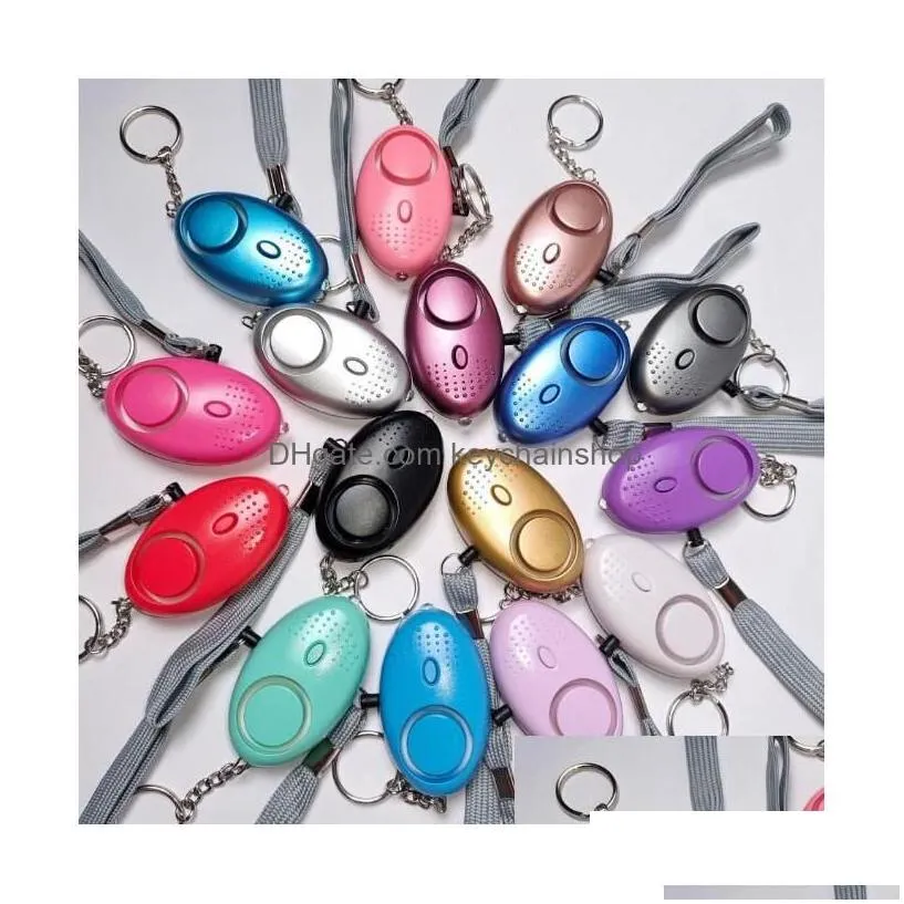 keychains lanyards 16 colors 130db egg alarm keychain self defense security for girl women elderly protect alert safety scream lou