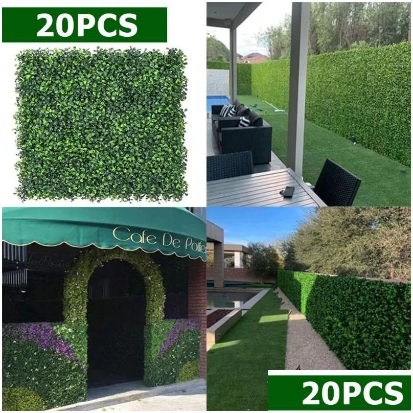 decorative flowers wreaths pcs artificial boxwood grass 25x25cm backdrop panels topiary hedge plant garden backyard fence greenery