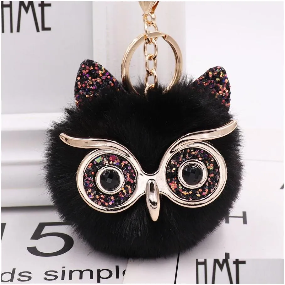 2022 party favor gree owl plush key-chain imitation rabbit fur ball bag pendant car pendant