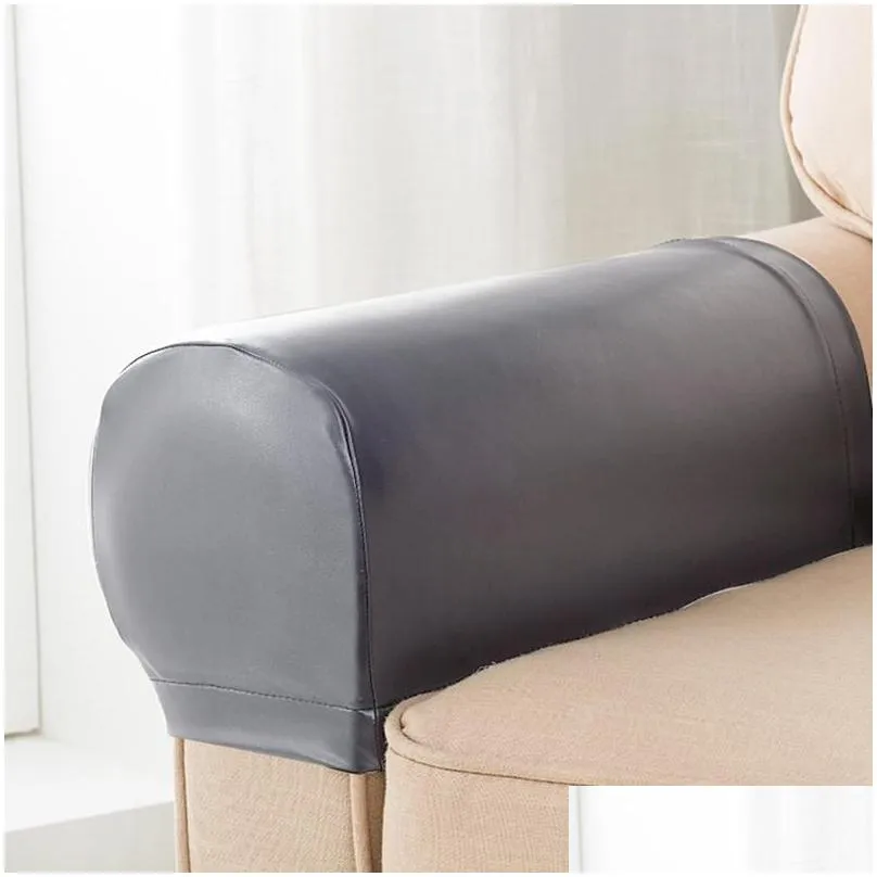 1 pair sofa armrest covers pu leather/ polyester couch chair arm rest protector stretchy covers1