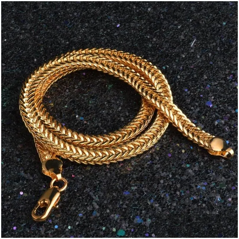 Chains 20Inch 6MM High Quality Necklace Gold Color Chain Neckacle Fashion Jewelry Thick For Women And Men