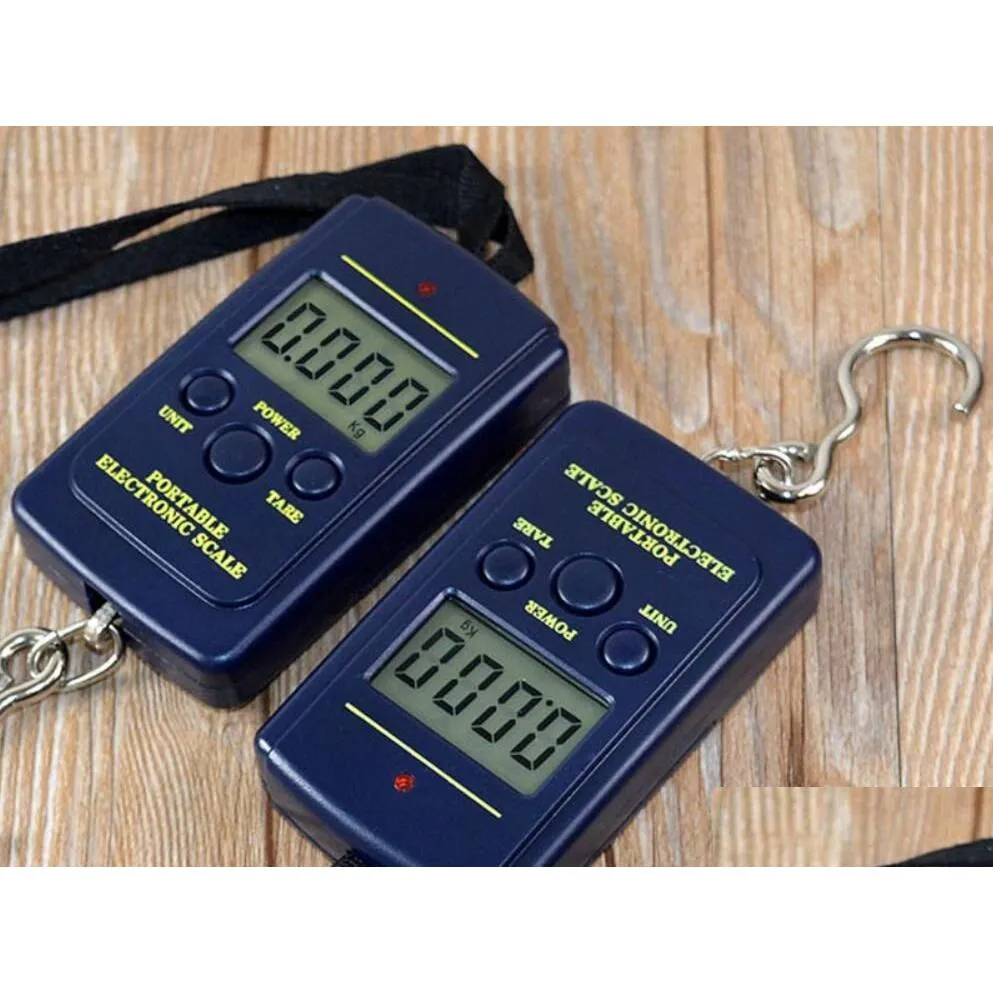 wholesale 50pcs 40kg digital luggage handy scales 88lb 1410oz lcd display hanging fishing weight scale