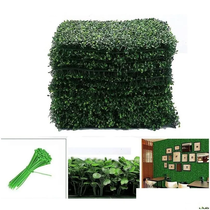 decorative flowers wreaths pcs artificial boxwood grass 25x25cm backdrop panels topiary hedge plant garden backyard fence greenery