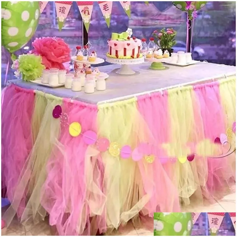 Party Decoration 15Cm 25Yards Tle Roll Organza Fabric Birthday Wedding Baby Shower Sewing Mesh Diy Tutu Girl Skirt Accessories Drop Otdkp