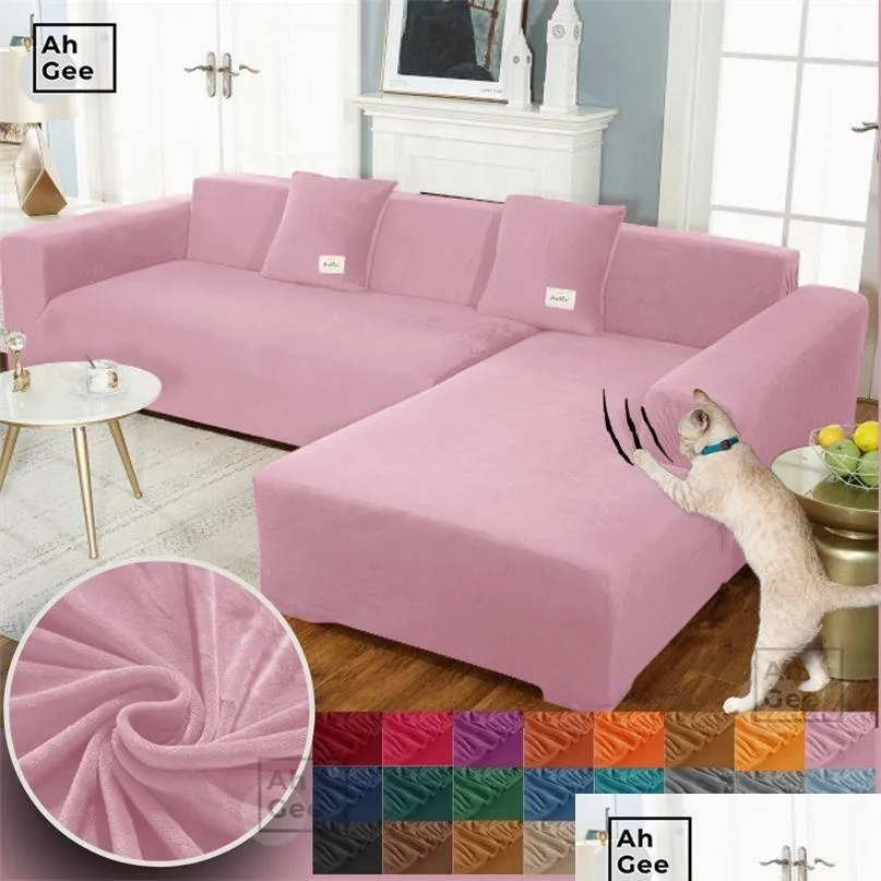 anti cat scratch sofa covers for living room solid color cover stretch slipcovers elastic couch s sectional 220615