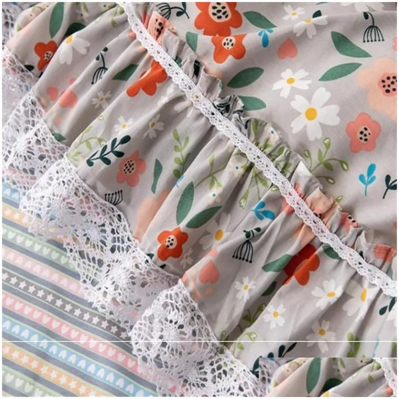 Bedding Sets Korean Princess Lace Ruffles Floral Skirt-Style Set Pure Cotton Pastoral Ropa De Cama Couvre Lit Duvet Er Set1 Drop Del Ot2Rk