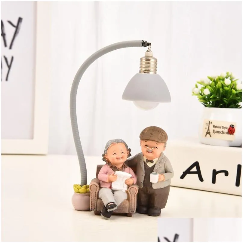 Decorative Objects Figurines Grandparents Model Ornament Creative Sweety Lovers Couple Ornaments Modern Home Decoration Living Room Dhau0