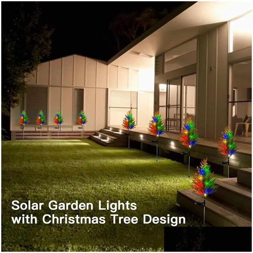 lawn lamps 2pcs solar garden lights ground light waterproof lamp multicolor flickering pine for outdoor patio pathway christmas